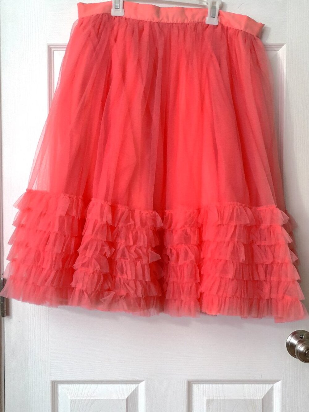 Eloquii Coral Pink Tulle Midi Skirt